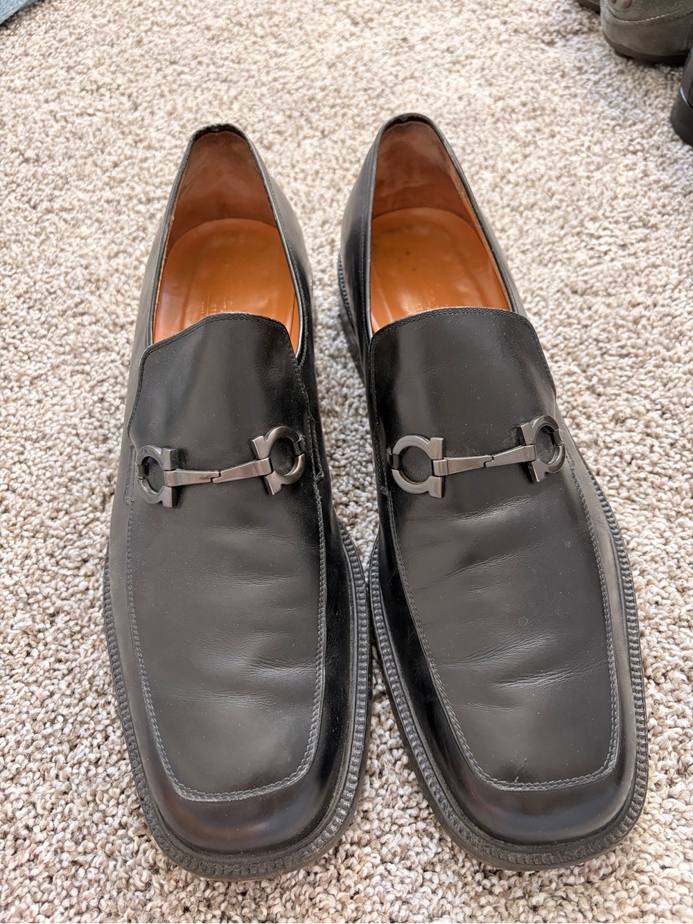 Salvatore Ferragamo Black Leather Horsebit Loafers